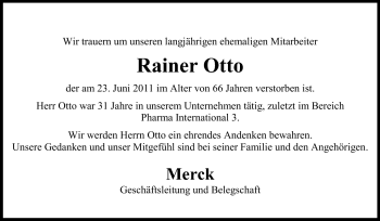 Traueranzeige von Rainer Otto von Darmstädter Echo, Odenwälder Echo, Rüsselsheimer Echo, Groß-Gerauer-Echo, Ried Echo