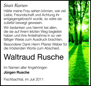Traueranzeige von Waltraud Rusche von Echo-Zeitungen (Gesamtausgabe)