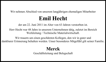 Traueranzeige von Emil Hecht von Echo-Zeitungen (Gesamtausgabe)