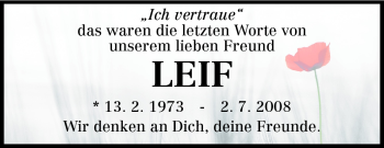 Traueranzeige von Leif - von Echo-Zeitungen (Gesamtausgabe)