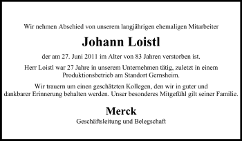 Traueranzeige von Johann Loistl von Rüsselsheimer Echo, Groß-Gerauer-Echo, Ried Echo