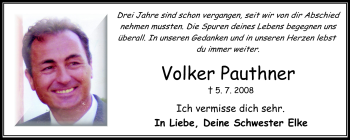 Traueranzeige von Volker Pauthner von Odenwälder Echo