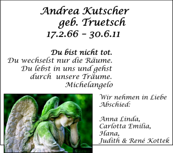 Traueranzeige von Andrea Kutscher von Odenwälder Echo