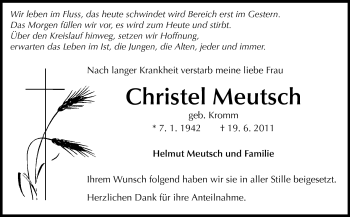 Traueranzeige von Christel Meutsch von Echo-Zeitungen (Gesamtausgabe)