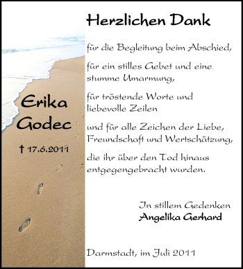 Traueranzeige von Erika Godec von Echo-Zeitungen (Gesamtausgabe)