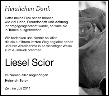 Traueranzeige von Liesel Scior von Odenwälder Echo
