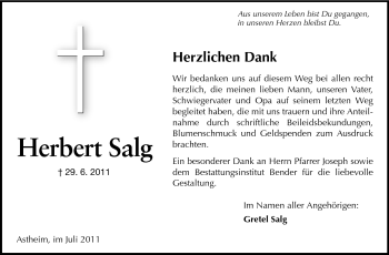 Traueranzeige von Herbert Salg von Rüsselsheimer Echo, Groß-Gerauer-Echo, Ried Echo