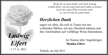 Traueranzeige von Ludwig Eifert von Odenwälder Echo