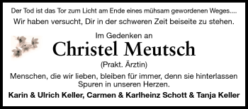 Traueranzeige von Christel Meutsch von Echo-Zeitungen (Gesamtausgabe)