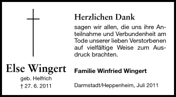 Traueranzeige von Else Wingert von Echo-Zeitungen (Gesamtausgabe)