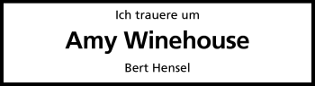 Traueranzeige von Amy Winehouse von Echo-Zeitungen (Gesamtausgabe)