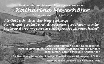 Traueranzeige von Katharina Meyerhöfer von Darmstädter Echo, Odenwälder Echo, Rüsselsheimer Echo, Groß-Gerauer-Echo, Ried Echo