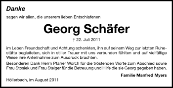 Traueranzeige von Georg Schäfer von Odenwälder Echo