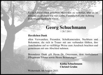 Traueranzeige von Georg Schuchmann von Echo-Zeitungen (Gesamtausgabe)