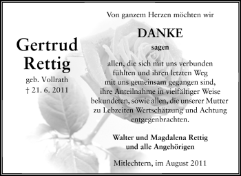 Traueranzeige von Gertrud Rettig von Starkenburger Echo