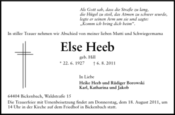 Traueranzeige von Else Heeb von Echo-Zeitungen (Gesamtausgabe)