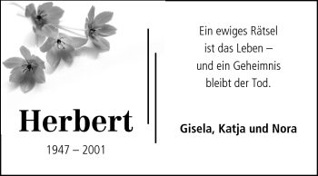 Traueranzeige von Herbert  von Odenwälder Echo