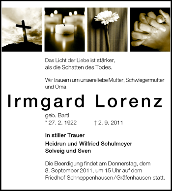 Traueranzeige von Irmgard Lorenz von Darmstädter Echo, Odenwälder Echo, Rüsselsheimer Echo, Groß-Gerauer-Echo, Ried Echo