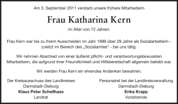 Traueranzeige von Katharina Kern von Echo-Zeitungen (Gesamtausgabe)