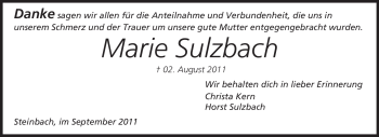 Traueranzeige von Marie Sulzbach von Odenwälder Echo