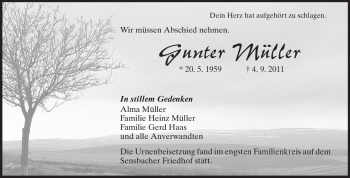 Traueranzeige von Gunter Müller von Odenwälder Echo