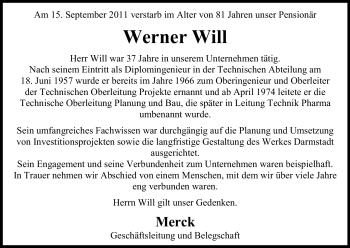 Traueranzeige von Werner Will von Echo-Zeitungen (Gesamtausgabe)
