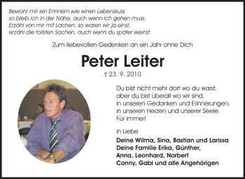 Traueranzeige von Peter Leiter von Odenwälder Echo