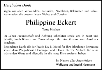 Traueranzeige von Philippine Eckert von Rüsselsheimer Echo, Groß-Gerauer-Echo, Ried Echo