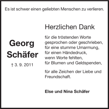 Traueranzeige von Georg Schäfer von Echo-Zeitungen (Gesamtausgabe)