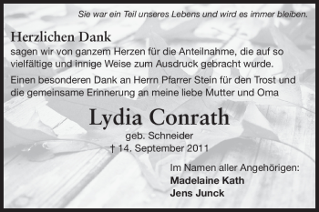 Traueranzeige von Lydia Conrath von Echo-Zeitungen (Gesamtausgabe)