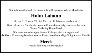 Traueranzeige von Holm Lahann von Echo-Zeitungen (Gesamtausgabe)