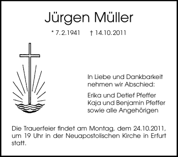 Traueranzeige von Jürgen Müller von Echo-Zeitungen (Gesamtausgabe)
