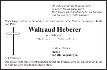 Traueranzeige von Waltraud Heberer von Echo-Zeitungen (Gesamtausgabe)