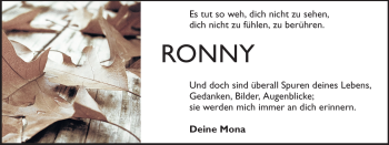 Traueranzeige von Ronny Feigk von Darmstädter Echo, Odenwälder Echo, Rüsselsheimer Echo, Groß-Gerauer-Echo, Ried Echo