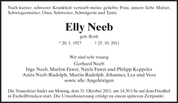 Traueranzeige von Elly Neeb von Echo-Zeitungen (Gesamtausgabe)
