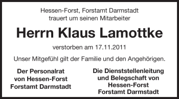 Traueranzeige von Klaus Lamottke von Echo-Zeitungen (Gesamtausgabe)
