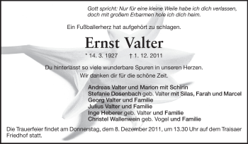 Traueranzeige von Ernst Valter von Echo-Zeitungen (Gesamtausgabe)