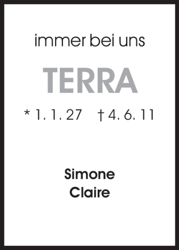 Traueranzeige von Terra - von Echo-Zeitungen (Gesamtausgabe)