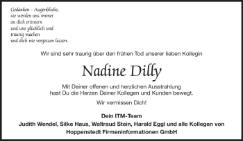 Traueranzeige von Nadine Dilly von Echo-Zeitungen (Gesamtausgabe)