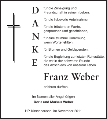 Traueranzeige von Franz Weber von Starkenburger Echo