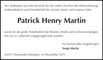 Traueranzeige von Patrick Henry Martin von Echo-Zeitungen (Gesamtausgabe)