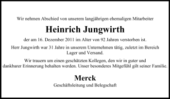 Traueranzeige von Heinrich Jungwirth von Echo-Zeitungen (Gesamtausgabe)