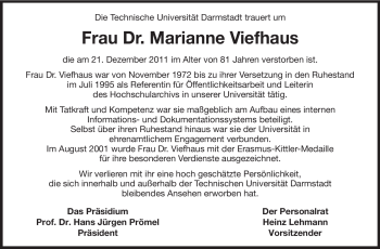 Traueranzeige von Marianne Viefhaus von Echo-Zeitungen (Gesamtausgabe)