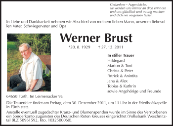 Traueranzeige von Werner Brust von Starkenburger Echo