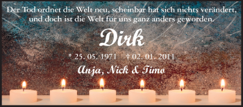 Traueranzeige von Dirk Rothenburger von Rüsselsheimer Echo, Groß-Gerauer-Echo, Ried Echo