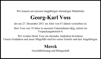 Traueranzeige von Georg-Karl Voss von Echo-Zeitungen (Gesamtausgabe)