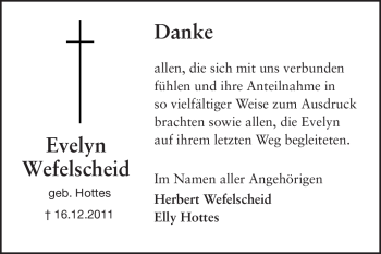 Traueranzeige von Evelyn Wefelscheid von Echo-Zeitungen (Gesamtausgabe)