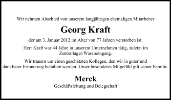 Traueranzeige von Georg Kraft von Echo-Zeitungen (Gesamtausgabe)
