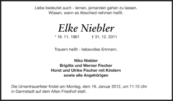 Traueranzeige von Elke Niebler von Darmstädter Echo, Odenwälder Echo, Rüsselsheimer Echo, Groß-Gerauer-Echo, Ried Echo