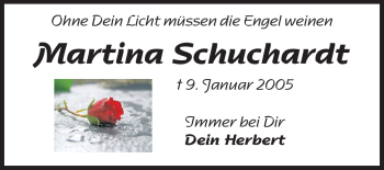Traueranzeige von Martina Schuchardt von Echo-Zeitungen (Gesamtausgabe)